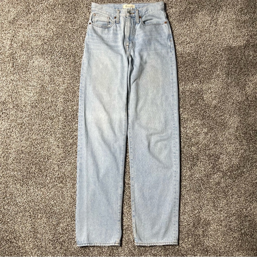 Madewell Baggy Straight Jeans Light Indigo Wash Denim Size 24